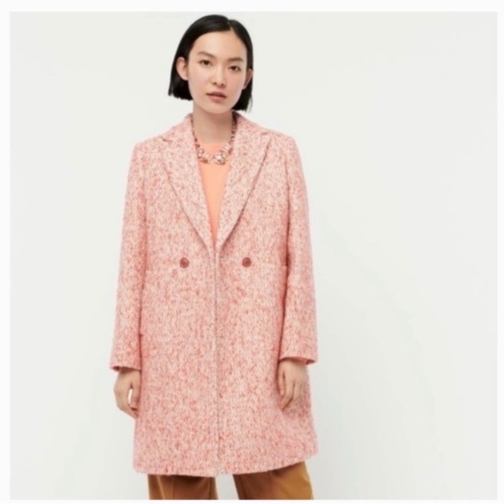 J.Crew DAPHNE TOPCOAT IN ITALIAN TWEED FADED GUAVA SIZE 2